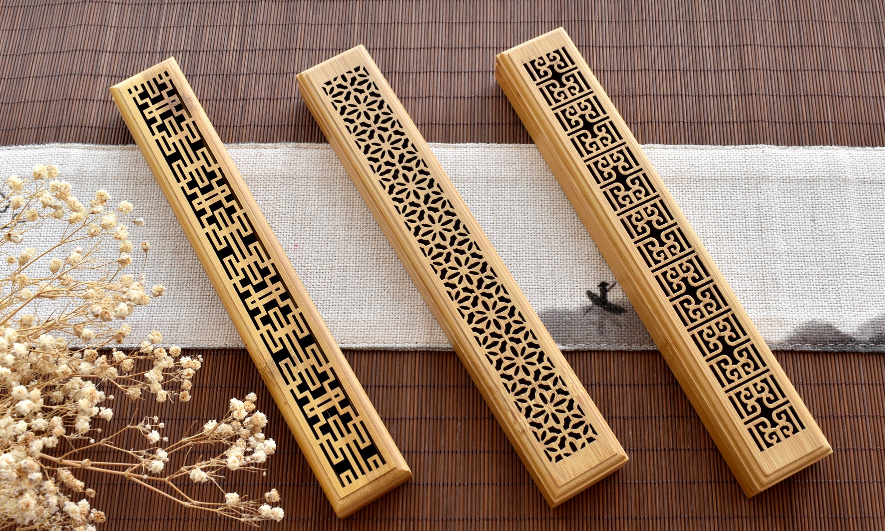 楠竹雕刻線香盒